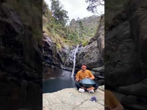 Handpan music at a beautiful waterfall