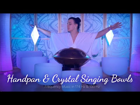 Healing Sound Bath at 174 Hz | 1 Hour Meditation Music with Crystal Singing Bowl and Handpan