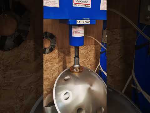 Pressing final dimple on a B2 Celtic | Handpan Maker | Learning to build my own handpans