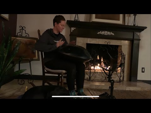 Cozy handpan lullaby by the fireplace at our winter abode.