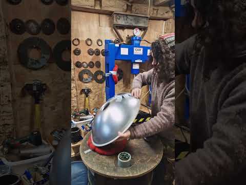 Pressing dimples on a handpan | Handpan Maker | Learning to build my own handpans