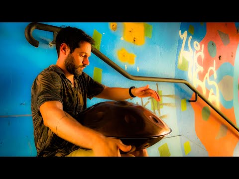 Handpan improvisation inside tunnel! Escaping from the rain!
