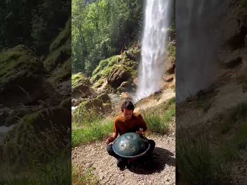 #handpan Handpan Music under a waterfall