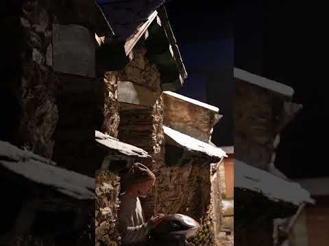 Night snowflakes falling #handpan #winter #snow #mountains #village