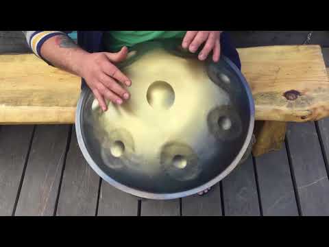 Gold and violet. Handpan SoHung (not a hang). Хэндпан Соханг