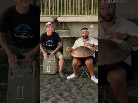 🏖️ Handpan jam with Louis on Praia Formosa beach Funchal 🌊🛸🥁🎶 #handpan #madeira #soundsculpture