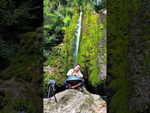 Handpan under the waterfall in Romania