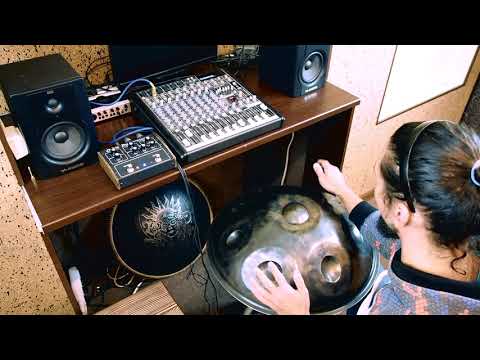 Omana handpan with OM pickups and Orbis Duo pedal