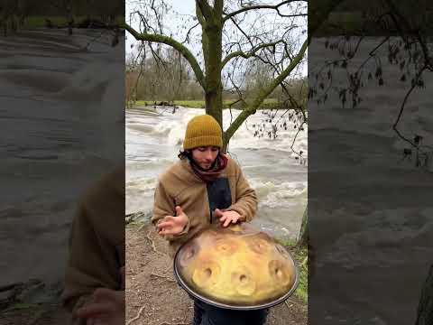 #handpan played in front of the raging river 🌊