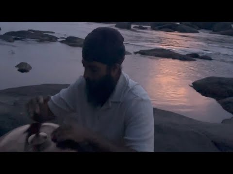 Meditative handpan jam session under spontaneous lightning (D Kurd 10)